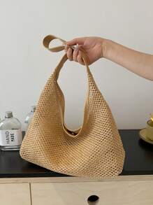 Minimalist And Stylish Casual Handbag, New 2024 Autumn Vintage Fashion Underarm Bag, Solid Color Shoulder Commuter Bag