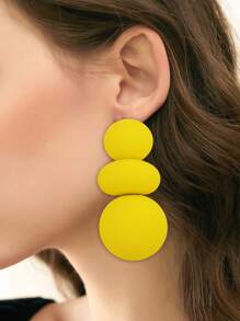 1 Paar goldene & silberfarbene geometrische Ohrstecker, dicke Ohrstecker für Frauen, Alltagsjuwelen für Lässig-Partys als Geschenk
