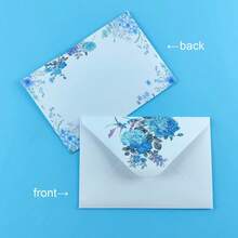 10/20/50 件优雅简约清新白色信封，带有牡丹和紫藤花卉图案，高端卡片，明信片，学校邀请函 - 彩色 - 查看 8