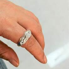 1pc Vintage Style Men's Ring With Nude Woman Design - Zinc Alloy, Antique Silver Plated
