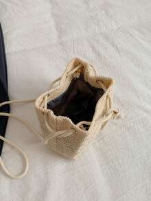 2025 New Stylish Straw Bucket Bag, Fresh Woven Beach Crossbody Bag - Beige - View 5