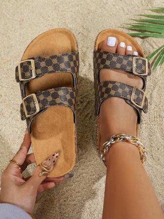 Double Strap Fashion Versatile Sandals, Casual Beach/Indoor/Outdoor Slippers