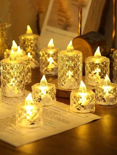 24pcs LED Candles Flameless Flickering Flame Batteries Included Tea Light For Christmas, Christmas Tree, Easter, Wedding, Wedding Party (Yellow)