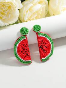 2 chiếc hoa tai hạt gạo thủ công phong cách Bohemian dễ thương, hoa tai dài thời trang dành cho nữ, thích hợp để đeo hàng ngày trong các bữa tiệc nghỉ dưỡng - bông tai trái cây - Xem 4