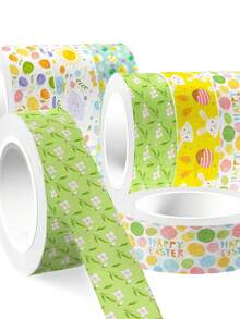 12 Rolls Easter Washi Tape, Spring Rabbit Egg Plaid Masking Tape, Colorful Flower Decorative Sticker For Spring Easter Scrapbook Journal DIY,Craft Birthday Gift - Multicolor - View 8