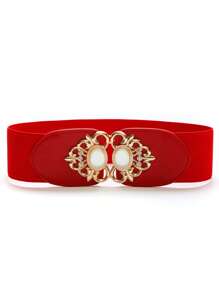 1pc/2pcs/3pcs/4pcs Elastic Waist Belt With Buckle Decor For Women Valentine's Day Valentines Summer, School Fall, Autumn, Halloween