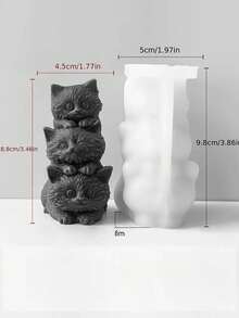 1 件猫硅胶模具，手工艺术配件，层压宠物猫狗硅胶模具，DIY 家居艺术配件，揉捏音乐，香薰，蜡烛，石膏制品，适用于 DIY 手工礼品 - 白色 - 查看 2