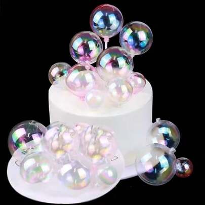 10/30/12个多色透明球蛋糕装饰气球纸杯蛋糕装饰DIY蛋糕插饰泡沫蛋糕球烘焙装饰适用于结婚周年生日派对用品