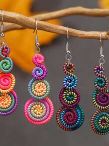 Handmade Colorful Retro Woven Rainbow Earrings, Fashionable Earrings For Women, Elegant Accessories For Home, Casual, Street, Party, Classic Souvenir, Ideal Gift For Valentine's Day, Birthday, Anniversary
