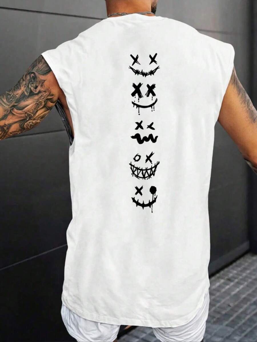 Masculino feminina Camisa Regatas Machão Básica desenho Carta UNISSEX Sem Manga 100%Algodao Premium - Branco - Visão 1