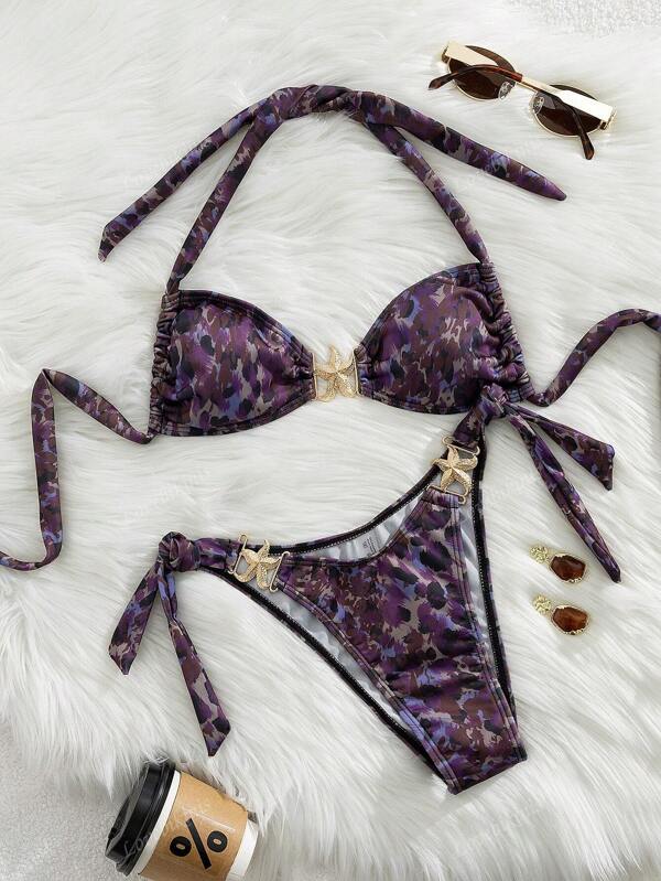 Sexy Floral Printed Bikini Swimsuit, Beach Holiday, Summer
