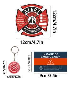 9pcs/Set Pet Alert Tool(Includes 5pcs Pet Alert Stickers,1pc Key Tag,3 Pcs Wallet Cards),Warning Emergency Fire Rescue Stickers Waterproof Decals,Save Our Cats/Dogs In An Emergency Fire Situation, Firefighters Will Use The Alert Stickers To Save Our Family From A Window, Door Or House