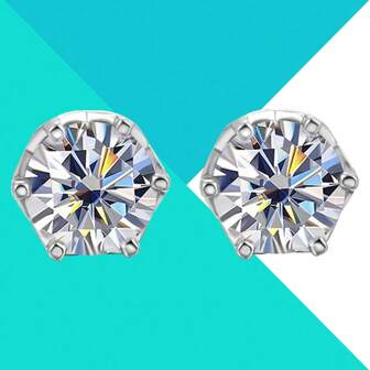 Top Quality 100% 925 Sterling Silver Real 0.5-1 Carat D Color Moissanite Stud Earrings For Women Sparkling Wedding Jewelry