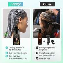 [Free Shipping]ITSRT New Hair Dye Shampoo, 3 In 1 Herbal Ingredients 100% Coverage Of White Hair, Long Lasting Coverage, Hair Care, Hair Dye, Dyeing, Suitable For Men And Women, 500ml Send 4 Sets, Hair Care Plant Halloween Mother's Day And Christmas New Year Gifts The Perfect Holiday Gift - Dark Brown - View 3