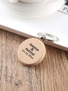 1/5/10Pcs Round Heart Shield, Square Wooden Keychains, Custom Engraved Wedding Name Wooden Keychains, Personalized Wooden Heart Keychains - Customized Wedding Gifts, Creative Small Gifts, Bag Pendant, Wooden Tag, Keyring, Ring, DIY Accessories - Multicolor - View 4