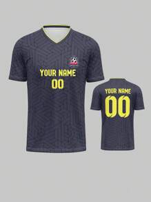 Customizable Sports Jersey - Everton, Breathable Quick-Dry 210g Spring/Summer Single Top Unisex Sports Team Club Training V-Neck Football Shirt With Front & Back Print Of Name, Number, Logo, Suitable For Daily Casual, Party & Gathering, Comfortable Fit
