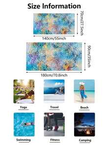 1pc Mandala Pattern Beach Towel, Modern Fabric Travel Beach Towel For Camping, Vacation Summer Travel, Vacation Holiday Beach Essentials - Cadet Blue - View 3