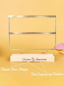 (Custom) 1pc 2-Tier Metal Earring Holder Organizer Display Rack, Jewelry Stand For Studs & Clips, Home Use - Multicolor - View 3