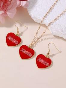 3pcs/Set Mother's Day Love Letter XOXO Hot Air Balloon Necklace Earring Jewelry Set, Gift For Mom - Multicolor - View 11