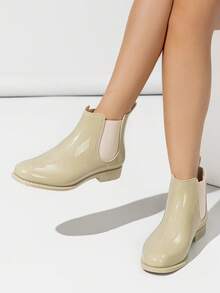 Women's Stylish Versatile Rainboots, PVC Anti-Slip, Warm, Moisturizing, Thick Soft Short Tube Adult Rainshoes - Light Beige - View 4