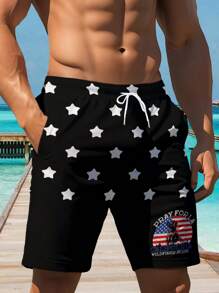 Men's Hawaiian Style 3D Print Casual Beach Shorts - Quick Dry, Drawstring Waistband, Perfect For Summer Outings