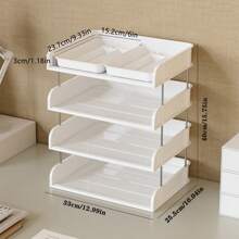 4/3/2 Layers Transparent/White Desktop Organizer With Multi-Compartment Pen Tray, A4 File Holder – Easy Assembly, Minimalist Design, Large Capacity Multifunctional Stationery Shelf For Office, Student Desk Organization, Back To School