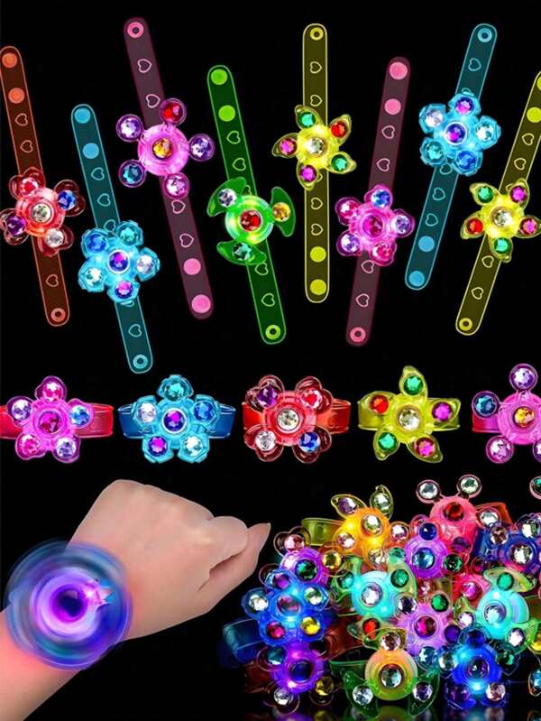 LED Light Bracelet Birthday Party Gifts Dark Party Supplies Classroom Prizes, Glitter Wristband Decorative Bracelet, LED Light Bracelet Rotating Bracelet, Glitter Wristband Toy Bracelet, Glitter Party Supplies, Birthday Gifts, Suitable For Birthday Parties, Banquets, Gifts, Decorations, New Year, Easter Carnival, Pinata Filling Mother's Day Graduation
