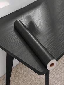 1 Rolle Holzmaserung Tapete, selbstklebende abnehmbare Vinyl Folie, wasserfest und ölbeständig Kontaktpapier für Küche, Bad, Schreibtisch, Geräte, Möbel, verstärkt hitzebeständig, abziehbare Wandaufkleber, Heimdekoration - Vinyl, abnehmbar, Muster & Streifen, passgenau, selbstklebend - Schwarz - Übersicht 3