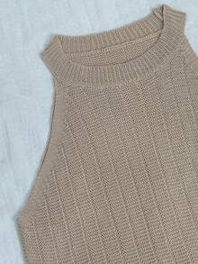 Damen Einfarbiger gestrickter gerippter Pullover, Lässig für den Sommer