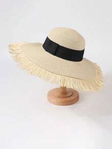 1 pezzo Cappello di paglia estivo da donna, cappello casual da spiaggia/protezione dal sole per fotografia, vacanze