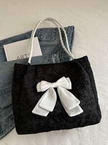 Bow Accent One Shoulder Tote Bag, Vacation Style