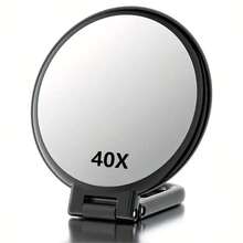 1pc 50X/40X/30X Handheld Magnifier, Double-Sided Mirror + Tweezers, 1X/40X Zoom, 360° Adjustable Handle, Foldable Travel Makeup Mirror, Handheld & Stand Design, Portable For Travel, Suitable For Daily Makeup, Shaving, Eyebrow Grooming, Great Gift - Multicolor - View 18