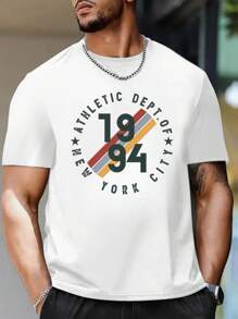T-shirt da uomo New York Athletic Department (1994) con stampa alla moda, 220 g/m², scollo tondo casual da uomo, in puro cotone, a maniche corte (1 pezzo)