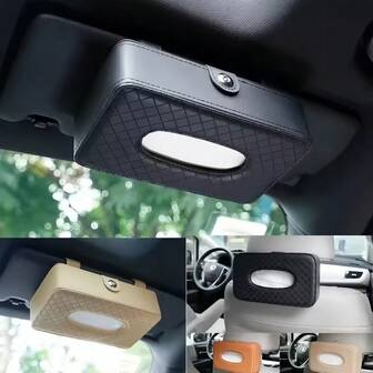 Universal Car Paper Towel Box, Leather Napkin Holder Rack, Backseat Sun Visor Hanging Paper Towel Dispenser, Car Seat Back Strap Paper Towel Box