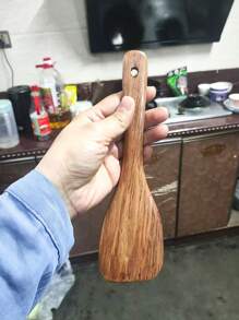1 pieza/2 piezas Cucharones de arroz de madera de ciprés, espátula para arroz de mango corto estilo japonés, cucharas de cocina de madera, cuchara para servir arrocera, antiadherente para arroz