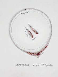 1 Set/3pcs Fashionable Elegant Multicolor Zirconia Wing Shaped Earrings, Necklace Jewelry Set, Suitable For Women's Festivals, Parties, Weddings, Luxury Shiny Jewelry Set, Holiday Gift (Multi-Color Optional)