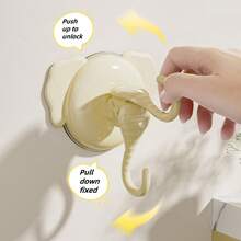 1pc Creative Elephant Design Suction Cup Hook, Strong Bearing Capacity, Bathroom Wall Hanger, Damage-Free