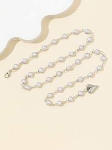 1 件随机颜色闪亮玻璃心形和人造珍珠吊坠 Y 型项链，优雅时尚珠宝，适合日常佩戴、约会、派对、度假、周年纪念、生日礼物