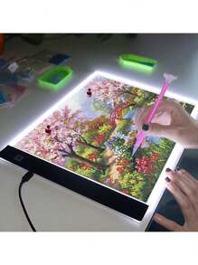1 pièce Planche lumineuse LED A2/A3/A4/A5 convenant pour des kits de peinture de diamant, planche lumineuse pour peinture de diamant, planche lumineuse alimentée par USB pour la peinture, le croquis, l'animation, avec 4 pinces de fixation (couleurs noir, rouge, bleu, jaune disponibles)