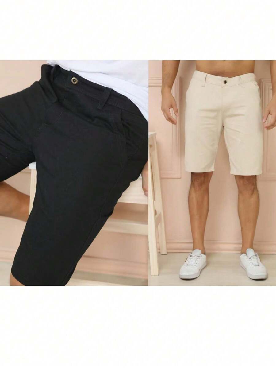 Kit 2 Men's Twill Bermuda Shorts - Apricot - View 1