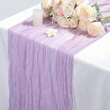 3pcs/Set Light Purple Cheese Cloth Table Runners 35x157 Inches Bohemian Sheer Lavender Cheese Cloth Rustic Transparent Tablecloth, Ideal For Wedding, Bridal Shower, Celebration, Birthday Party, Holiday, Banquet