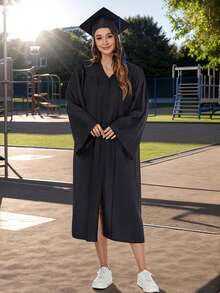 Toga de graduación de bachiller, toga de maestría - Negro - Ver 1