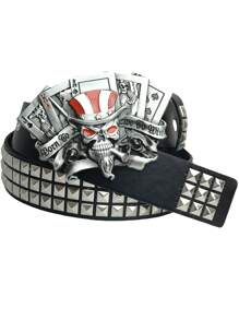 Soul Collision Rivet Belt, American Wide Multi-Hole Stylish Buckle Belt, Goth Dark Style Waistband Suitable For Halloween Costume, Versatile Daily Wear