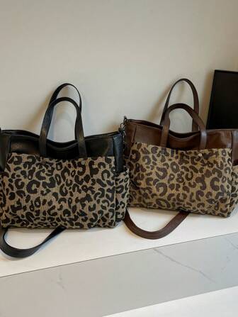 新款大气时尚精致手提包休闲通勤大容量流行豹纹单肩挎包女豹纹猎豹包豹纹回归