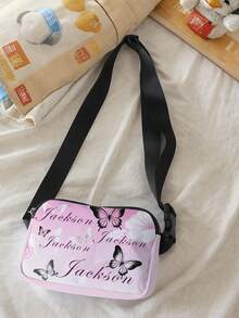 1 Customized Waist Bag Customizable To Your Unique Design (Photos, Names, Illustrations), Suitable For Cats And Dogs, Handheld And One Shoulder, Perfect For Outdoor Travel And Walking Pattern Printed Fashionable Crossbody Bag, A Neutral Sports Waist Bag Suitable For Travel, Hiking, And Yoga, And An Adjustable Lightweight Chest Bag - Multicolor - View 3