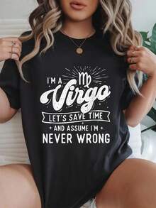 T Shirts Women I'm A Virgo - Birthday Zodiac Sign Horoscope Astrology T-Shirt Beach Summer Shirts Women Clothes Black Top - Black - View 1