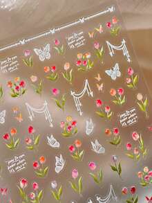 Beautizon Nailartlab 1 件郁金香花朵指甲饰品贴纸全息 DIY 艺术 Y2K 风格 5D 美甲装饰贴花 - 彩色 - 查看 4