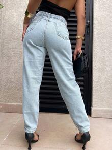 Jeans Pants Simple Women's Fashion - Azul lavado medio - Ver 4