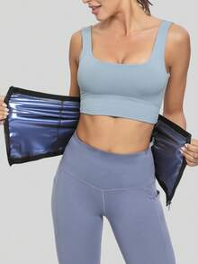 Professional Sweat Enhancing Jacket For Women, Zipper Waist Trainer, Sauna, Weight Loss, Fitness, Yoga, Exercise, Abdominal Shaper, Body Slim Wrapper, For Perfect Body Shape - Blue - View 2