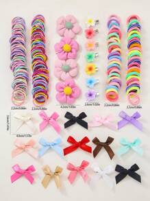 220 pièces Pinces à cheveux en forme de fleurs pour filles, jolis attaches-cheveux de princesse, élastiques, bandeaux de cheveux durables et non dommageables, chouchous, épingles à cheveux à la mode, accessoires capillaires polyvalents, convenant pour un usage quotidien, cadeau